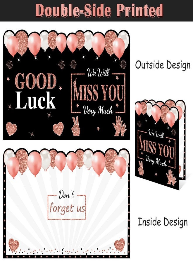 Turypaty Retirement Greeting Card for Coworkers Women, Large Rose Gold Guest Signature Book Gifts, We Will Miss You Good Luck Blessing Greeting Card for Going Away Farewell Decorations Party Supplies. - Image 2