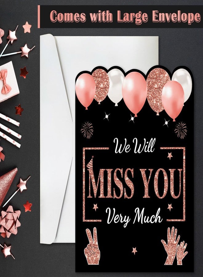 Turypaty Retirement Greeting Card for Coworkers Women, Large Rose Gold Guest Signature Book Gifts, We Will Miss You Good Luck Blessing Greeting Card for Going Away Farewell Decorations Party Supplies. - Image 4