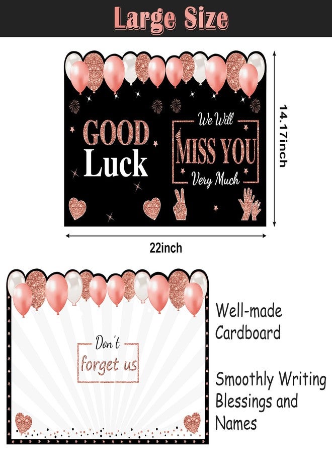 Turypaty Retirement Greeting Card for Coworkers Women, Large Rose Gold Guest Signature Book Gifts, We Will Miss You Good Luck Blessing Greeting Card for Going Away Farewell Decorations Party Supplies. - Image 3