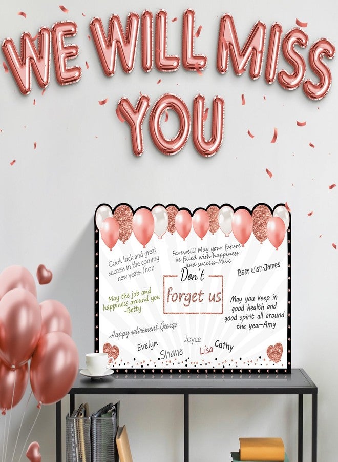 Turypaty Retirement Greeting Card for Coworkers Women, Large Rose Gold Guest Signature Book Gifts, We Will Miss You Good Luck Blessing Greeting Card for Going Away Farewell Decorations Party Supplies. - Image 5