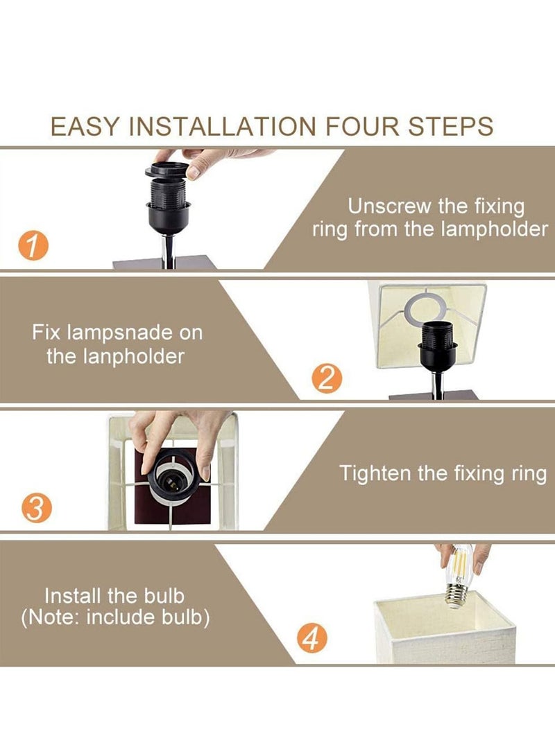 ويمارت زينة قيمنق زينة مكتب اضاءة مكتب مصباح بجانب السرير، مصباح طاولة، مصباح ليد، مصباح ليلي قابل للتعتيم بثلاثة مستويات لغرفة النوم، مصباح طاولة خشبي على الطراز الشمالي، مع غطاء مصباح مربع من القماش، مناسب للمنزل وغرفة النوم وغرفة المعيشة والمكتب - Image 3