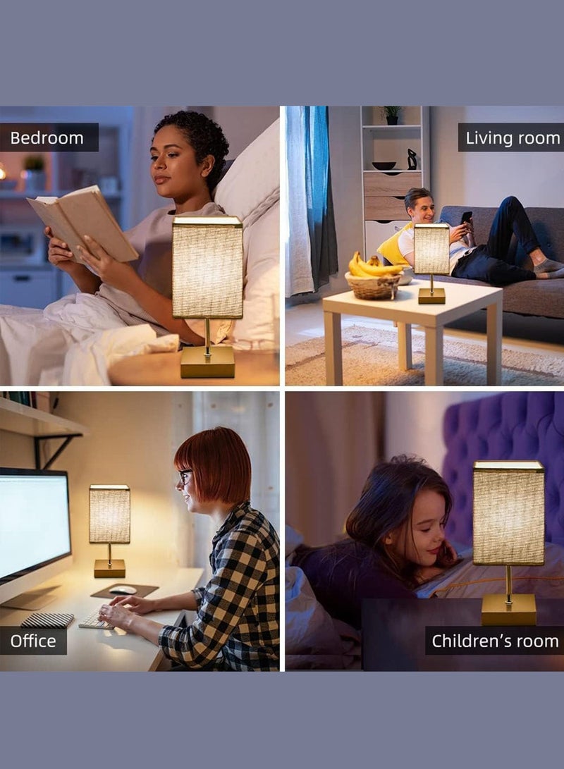 ويمارت زينة قيمنق زينة مكتب اضاءة مكتب مصباح بجانب السرير، مصباح طاولة، مصباح ليد، مصباح ليلي قابل للتعتيم بثلاثة مستويات لغرفة النوم، مصباح طاولة خشبي على الطراز الشمالي، مع غطاء مصباح مربع من القماش، مناسب للمنزل وغرفة النوم وغرفة المعيشة والمكتب - Image 4