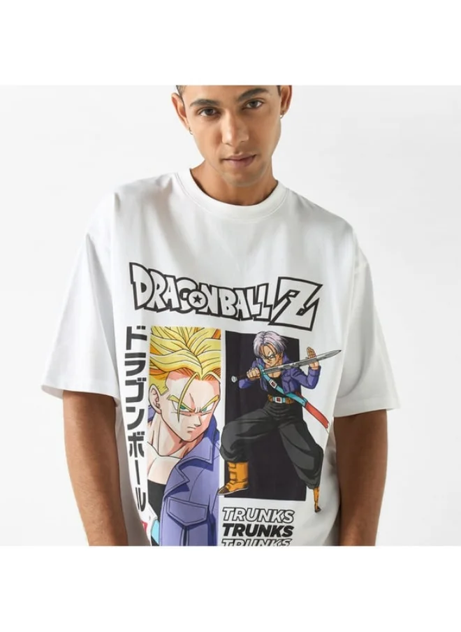 SP Characters Dragon Ball Z Print T-shirt with Crew Neck and Short Sleeves