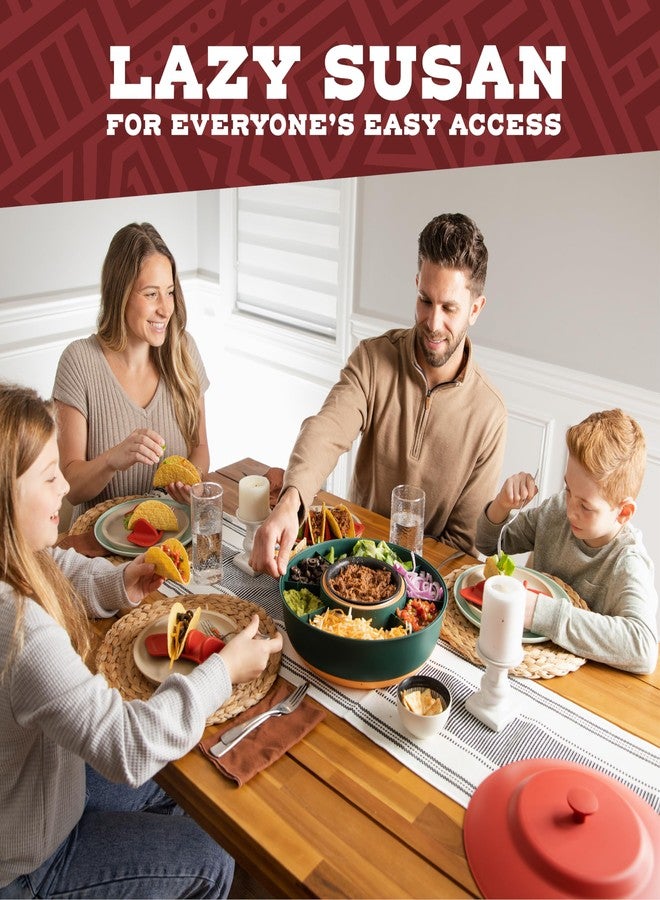 Kusini Taco Tuesday Kit - Taco Bar Serving Set for a Party - 30oz Heated Pot, 4 Taco Holders, & Detachable Lazy Susan Tray - Taco Night Fiesta - Unique Couple & Housewarming Gift Set Ideas - Image 5