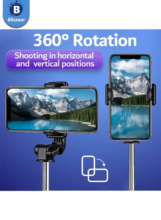 Bliszaar 67 Inch Extendable Phone Tripod and Camera Stand,  3 In 1 with Bluetooth Remote and Clip, Selfie stick for smartphone, Monopod for phone, Black - Image 5