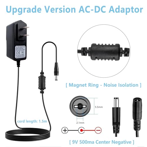 Rockhouse مزود طاقة Rockhouse 9V DC 500mA سالب مركزي لدواسات الجيتار 9 فولت محول طاقة AC DC لدواسات Behringer Boss Zoom 1 Spot - Image 3