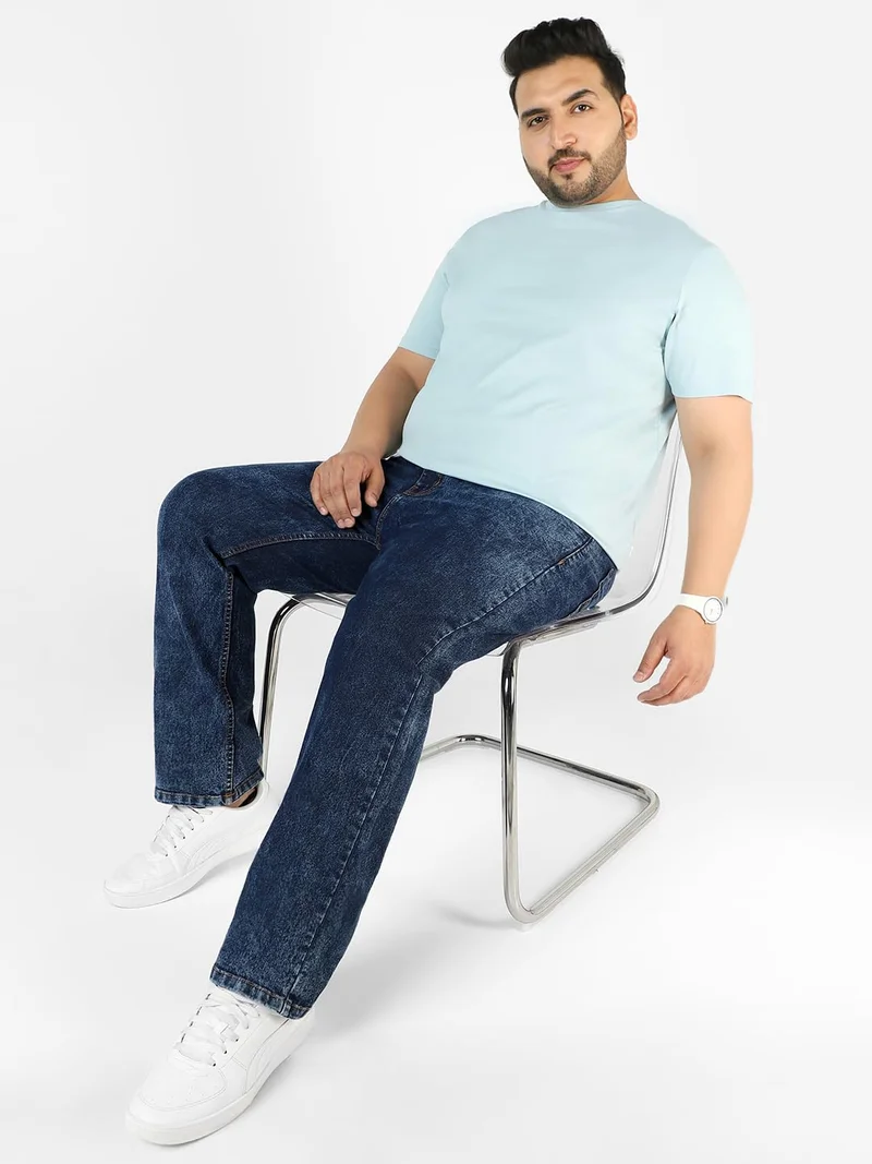 Urbano Fashion  Urbano Plus Men's Dark Blue Regular Fit Washed Jeans Stretchable  | Best Price UAE