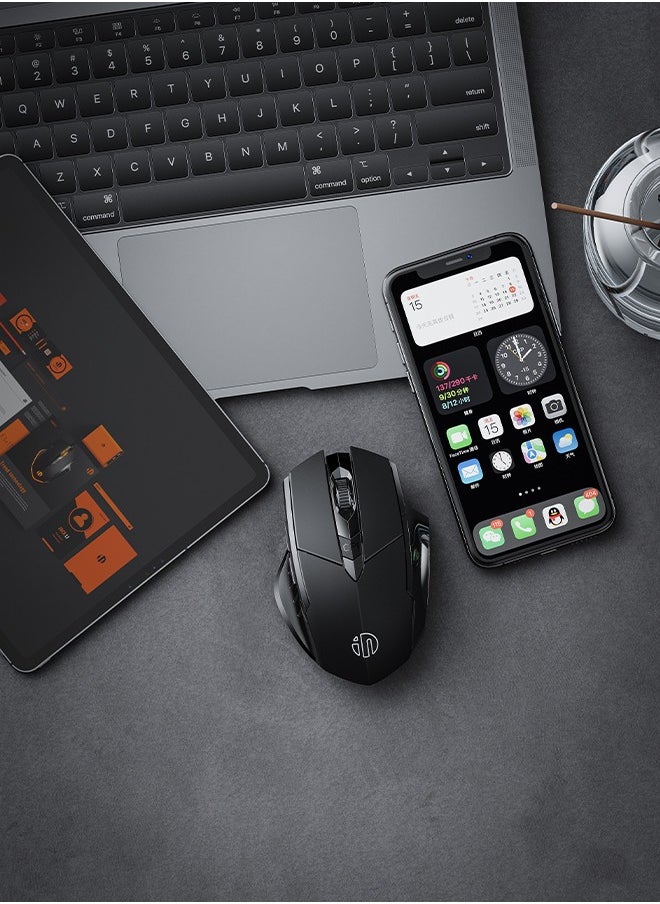 inphic Wireless Mouse,  Rechargeable Wireless Mouse, Silent Office And Game Mouse, Ergonomic Optical Portable Mouse For Laptops Android Windows Mac OS, Black  - Image 2