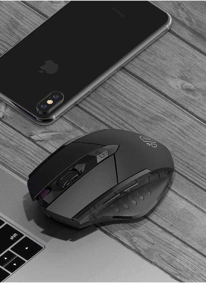 inphic Wireless Mouse,  Rechargeable Wireless Mouse, Silent Office And Game Mouse, Ergonomic Optical Portable Mouse For Laptops Android Windows Mac OS, Black  - Image 3