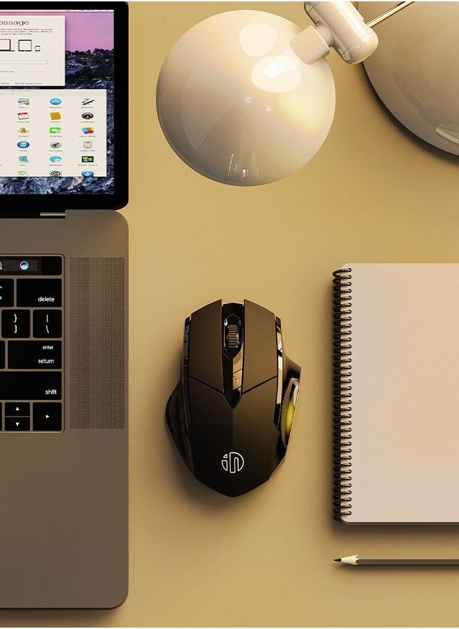 inphic Wireless Mouse,  Rechargeable Wireless Mouse, Silent Office And Game Mouse, Ergonomic Optical Portable Mouse For Laptops Android Windows Mac OS, Black  - Image 4