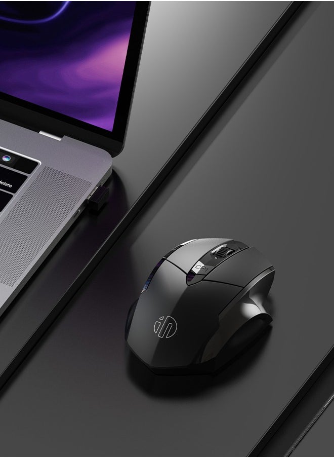 inphic Wireless Mouse,  Rechargeable Wireless Mouse, Silent Office And Game Mouse, Ergonomic Optical Portable Mouse For Laptops Android Windows Mac OS, Black  - Image 5