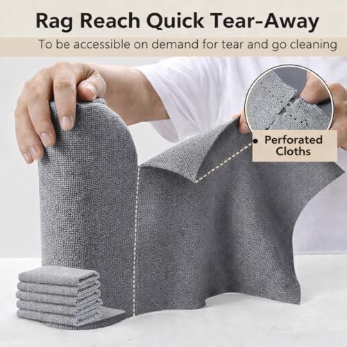 kaqer Microfiber Cleaning Cloth Roll 25x25 cm, Reusable and Washable Tear-Away Kitchen Towel Roll, Very Soft Cleaning Cloths for Home, Kitchen, Office, Electronics, Car Cleaning (Grey, 20 Pack) - Image 3