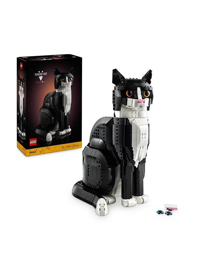 LEGO Ideas Tuxedo Cat Set, Model Statue Kit For Adults To Build, Creative Activity, Home Or Office Décor Decoration, Gift Idea For Women, Men, Her Or Him (1,710 Pieces) 21349