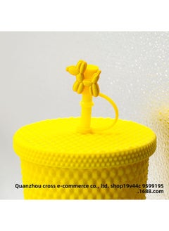 Generic Cowboy Hat Blow Dog Silicone Straw Cap Straw Dust Cap Cartoon Dust Cover Personalized Drink Milk Tea Straw Cover-Color:1821-07-Specifications:10MM  - Image 5
