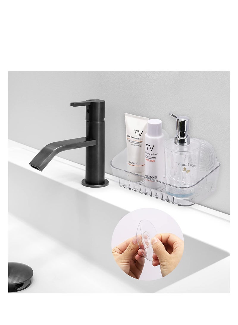 SOLARAE Suction Cup Soap Dish Set, Self-Adhesive Shower Soap Holder, Strong Sponge Holder for Bathroom, Tub, and Kitchen Sink, Removable & Reusable, Clear, No Drill Required (2 Pack) - Image 3