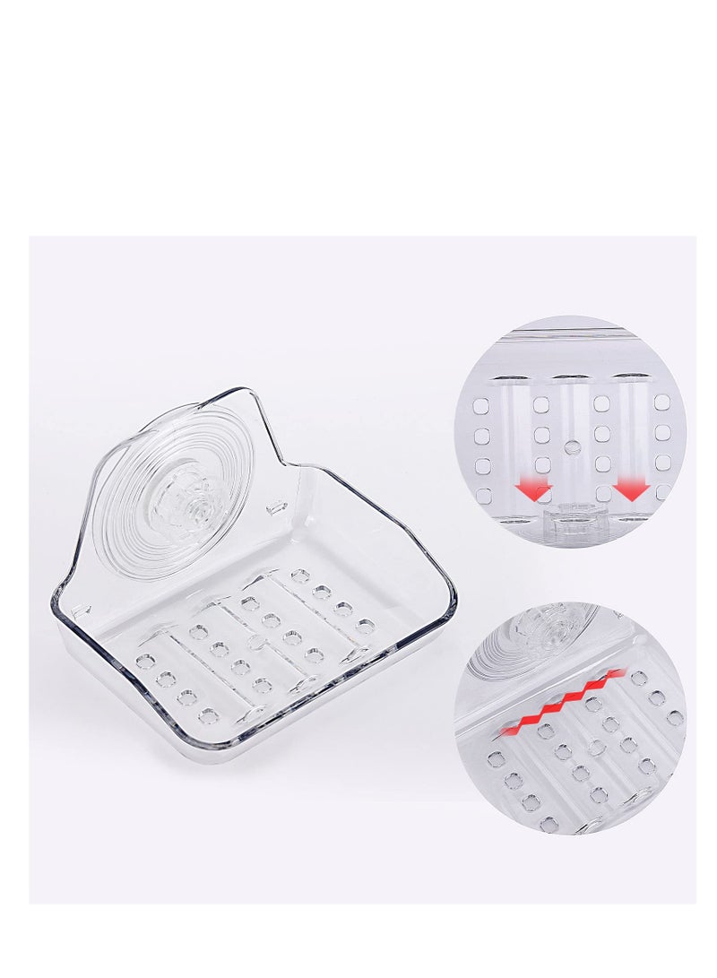 SOLARAE Suction Cup Soap Dish Set, Self-Adhesive Shower Soap Holder, Strong Sponge Holder for Bathroom, Tub, and Kitchen Sink, Removable & Reusable, Clear, No Drill Required (2 Pack) - Image 2