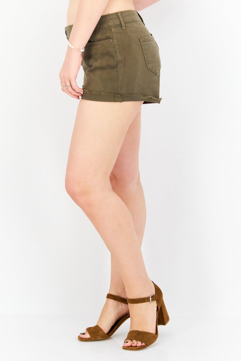 Jessica Simpson Women Plain Basic Shorts, Green - Image 2