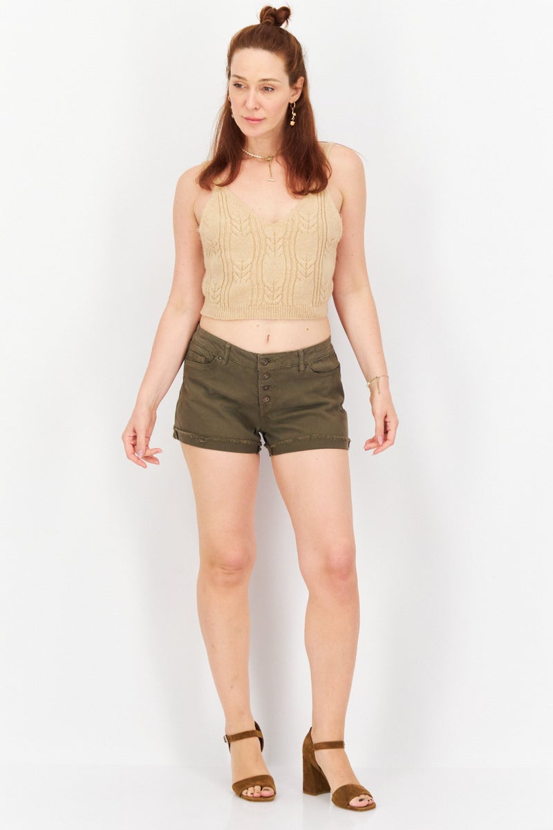 Jessica Simpson Women Plain Basic Shorts, Green - Image 4