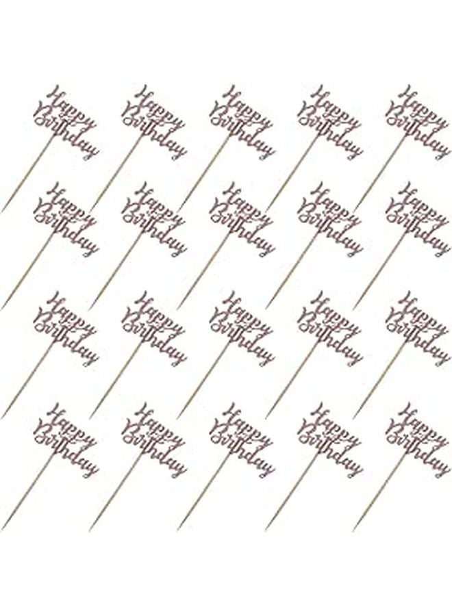 Rose Gold Glitter Cake Picks 20pcs Birthday Cupcake Toppers Decorative Party Adornments - Image 1