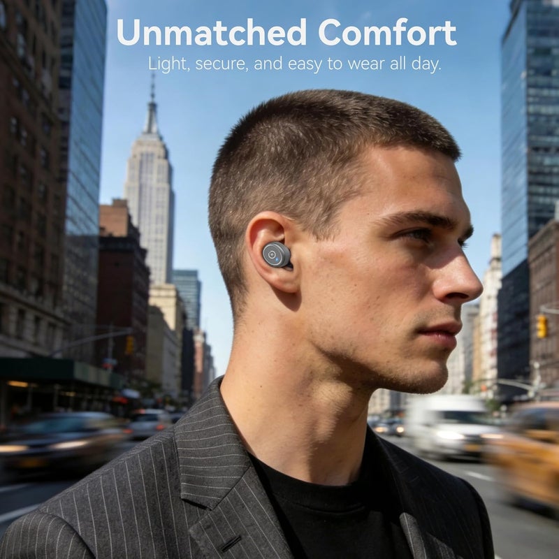 توزو سماعات أذن لاسلكية T10 (إصدار مريح) بتقنية Bluetooth 5.3، مع تطبيق لتخصيص EQ، تصميم مريح، عمر بطارية 55 ساعة، علبة شحن لاسلكية، مقاومة للماء IPX8، سماعة داخل الأذن، إصدار جديد - Image 4
