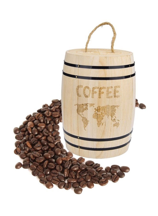 Airtight Wooden Coffee Bean Container Beige 6.9 x 4.5inch  - Image 3