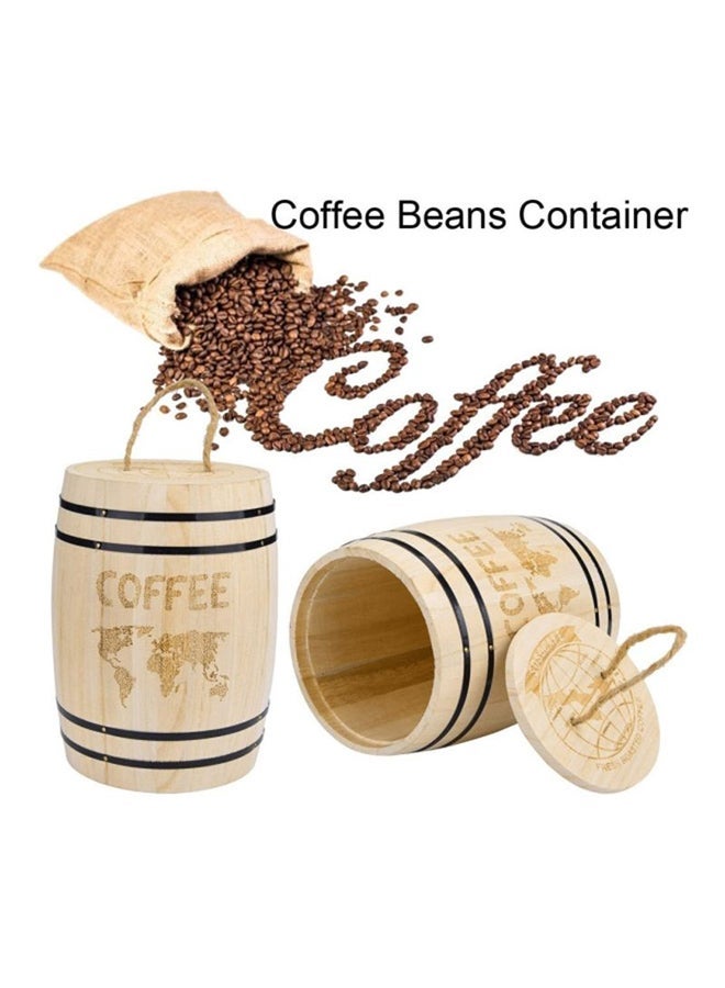 Airtight Wooden Coffee Bean Container Beige 6.9 x 4.5inch  - Image 4