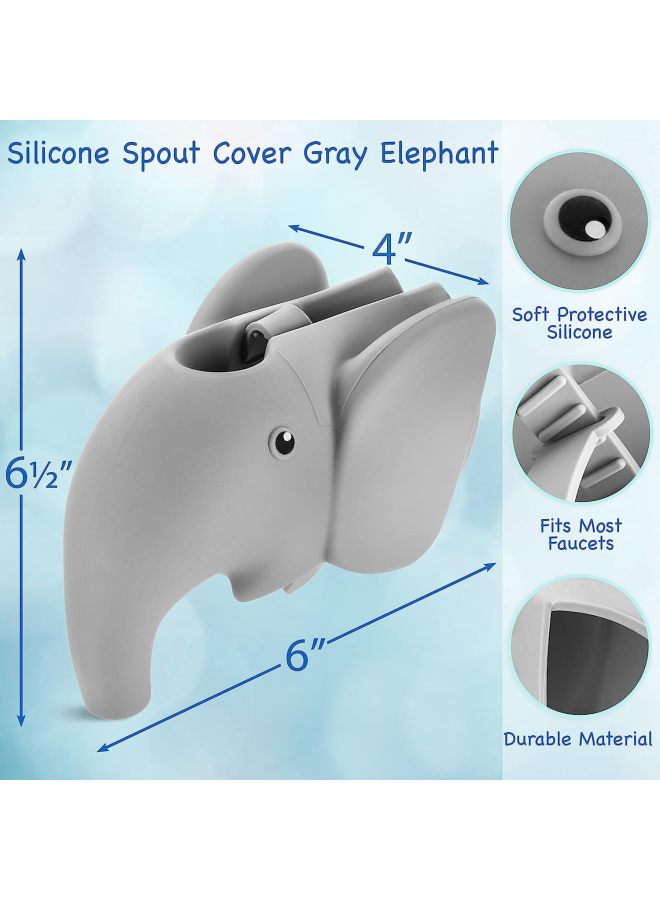 Hot Sale Silicone Faucet Cover Cartoon Elephant Bath Toy Faucet Anti-collision Protective Cover-Color:Gray