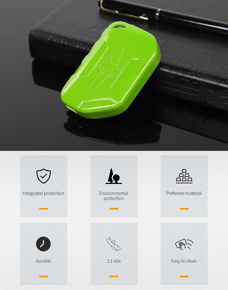 Hoolcar Key Fob Cover Case Key Holder Shell Remote Control Smart Key Fob Protector Compatible with Jeep Wrangler JL JLU & Gladiator JT 2018-2025, Light Green - Image 5