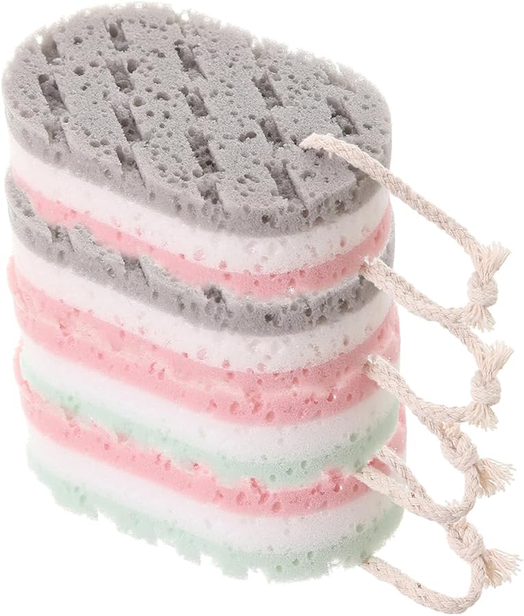 4Pcs Dual Sided Exfoliating Shower Scrubber Sponge For Body Cleaning And Gentle Massage - Image 1