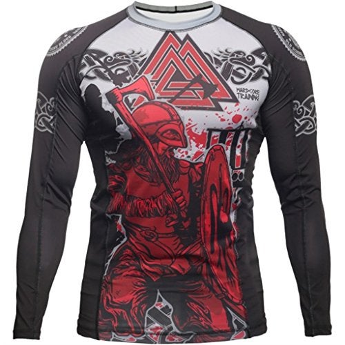 Hardcore Training ardcore Training Viking 2.0 Men's Rash Guard Compression Long Sleeve MMA No-Gi Tight BJJ Grappling Base Layer Fitness Grey - Image 1