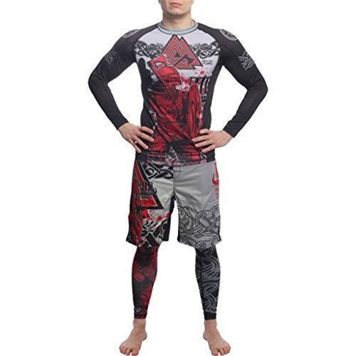 Hardcore Training ardcore Training Viking 2.0 Men's Rash Guard Compression Long Sleeve MMA No-Gi Tight BJJ Grappling Base Layer Fitness Grey - Image 4