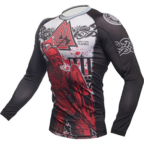 Hardcore Training ardcore Training Viking 2.0 Men's Rash Guard Compression Long Sleeve MMA No-Gi Tight BJJ Grappling Base Layer Fitness Grey - Image 3