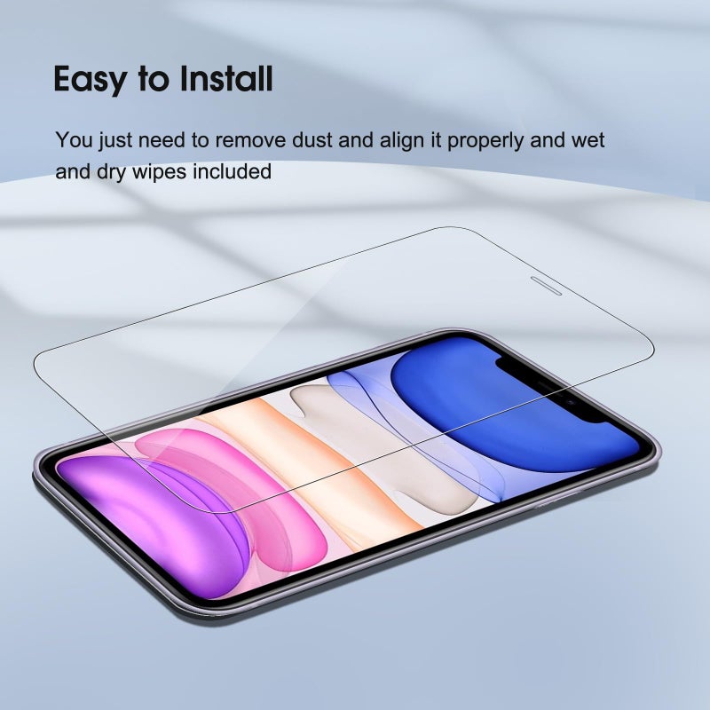 Qularlans 3 Pack Tempered Glass Screen Protector Compatible with iPhone 11/XR, 9H Hardness Shock Resistant Tempered Glass HD Ultra Clear - Image 5