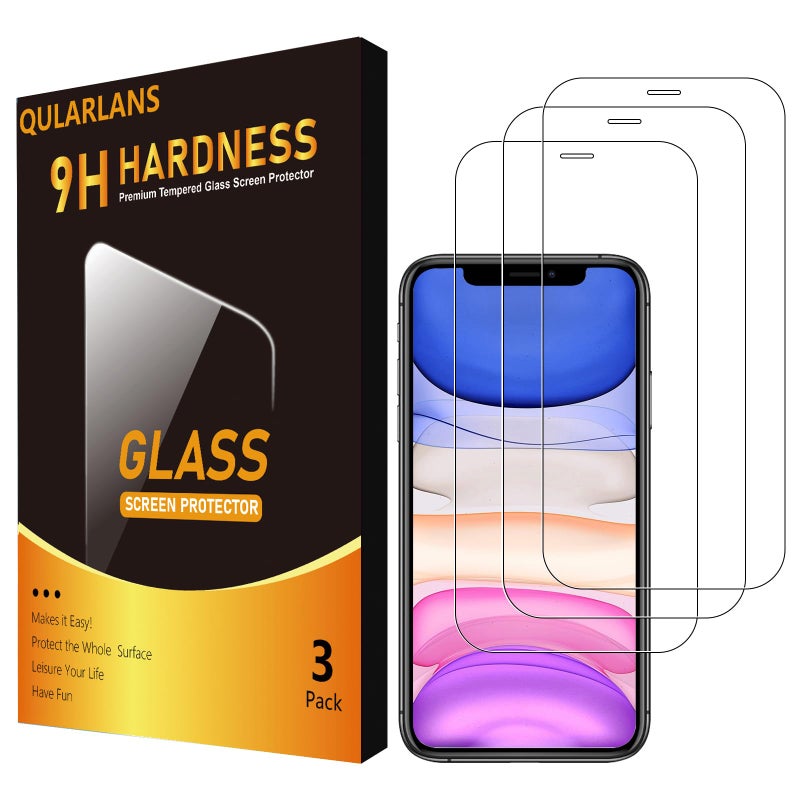 Qularlans 3 Pack Tempered Glass Screen Protector Compatible with iPhone 11/XR, 9H Hardness Shock Resistant Tempered Glass HD Ultra Clear - Image 1