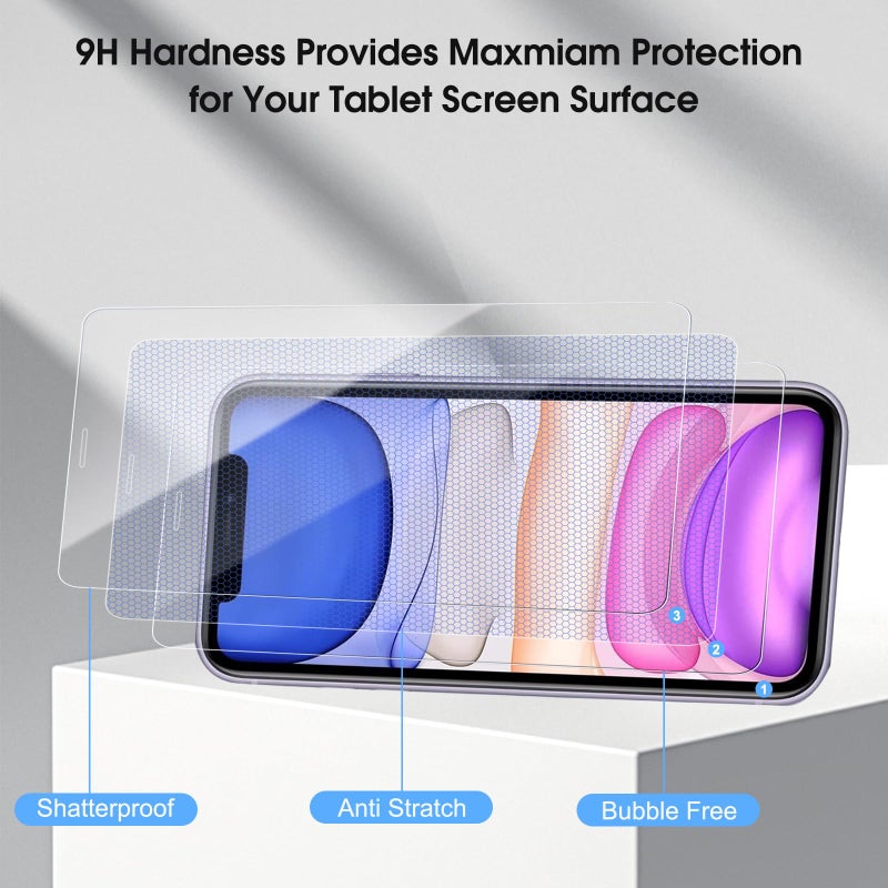 Qularlans 3 Pack Tempered Glass Screen Protector Compatible with iPhone 11/XR, 9H Hardness Shock Resistant Tempered Glass HD Ultra Clear - Image 2