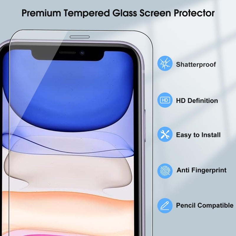 Qularlans 3 Pack Tempered Glass Screen Protector Compatible with iPhone 11/XR, 9H Hardness Shock Resistant Tempered Glass HD Ultra Clear - Image 4