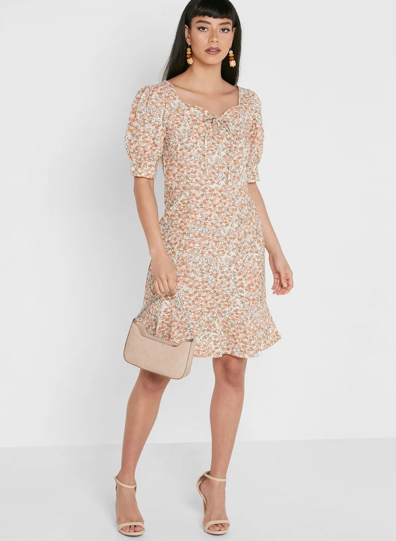 THE VANCA Sweetheart Neck Ruffle Hem Dress