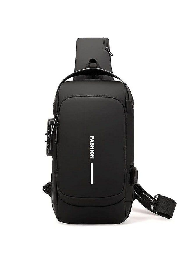 SCHUBERT Crossbody Sling Bag with 1charging cord For Men Women, Anti-Theft Fashion Chest Bag with USB Charging Port, Messenger Bags, Waterproof Casual Shoulder Bag 1PC (Fashion Bag - Black) - Image 1