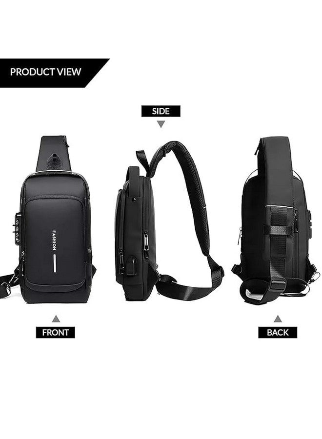 SCHUBERT Crossbody Sling Bag with 1charging cord For Men Women, Anti-Theft Fashion Chest Bag with USB Charging Port, Messenger Bags, Waterproof Casual Shoulder Bag 1PC (Fashion Bag - Black) - Image 2