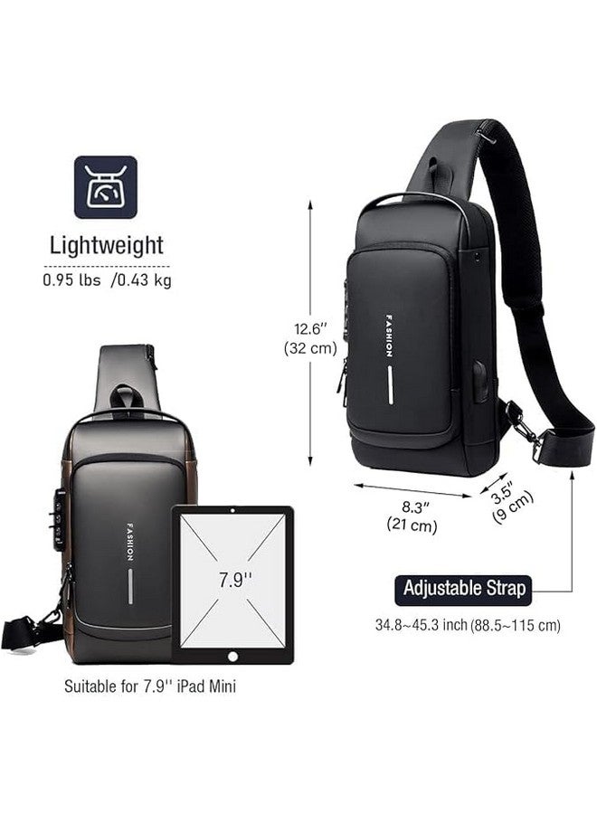 SCHUBERT Crossbody Sling Bag with 1charging cord For Men Women, Anti-Theft Fashion Chest Bag with USB Charging Port, Messenger Bags, Waterproof Casual Shoulder Bag 1PC (Fashion Bag - Black) - Image 3