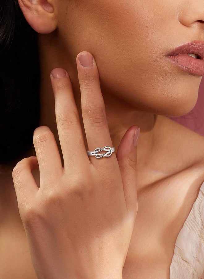 Suplight S925 Sterling Silver Square Love Knot Ring, White Gold Plated Statement Wedding Engagement Rings for Women Comfort Fit Stackable Rings Bands Size 7 - Image 3