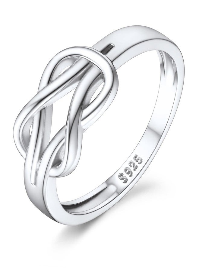Suplight S925 Sterling Silver Square Love Knot Ring, White Gold Plated Statement Wedding Engagement Rings for Women Comfort Fit Stackable Rings Bands Size 7 - Image 1