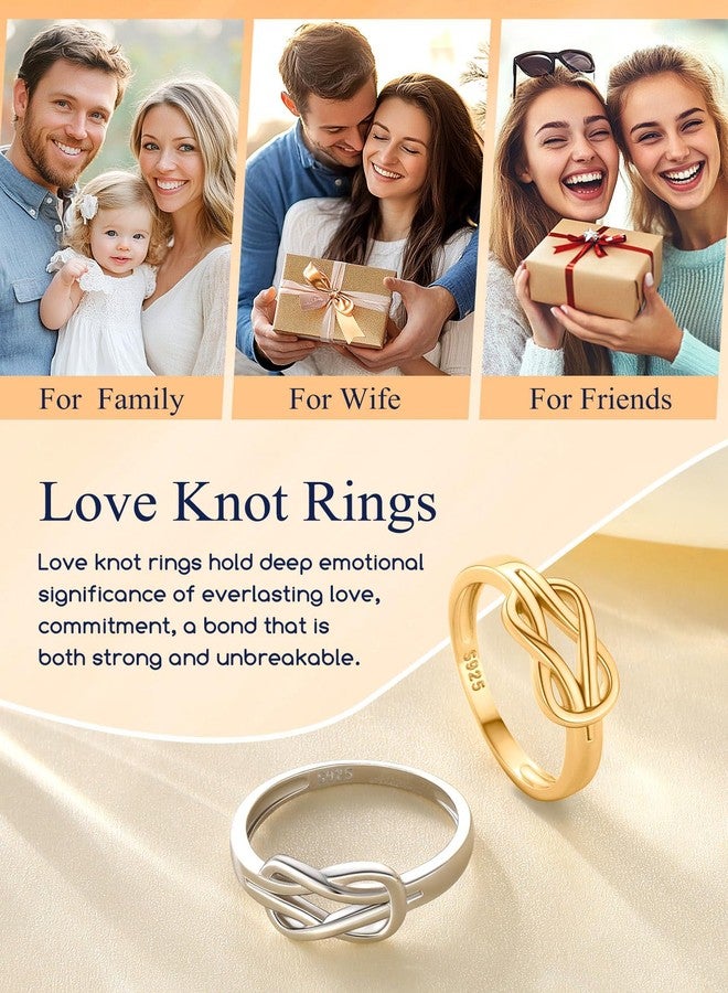 Suplight S925 Sterling Silver Square Love Knot Ring, White Gold Plated Statement Wedding Engagement Rings for Women Comfort Fit Stackable Rings Bands Size 7 - Image 4