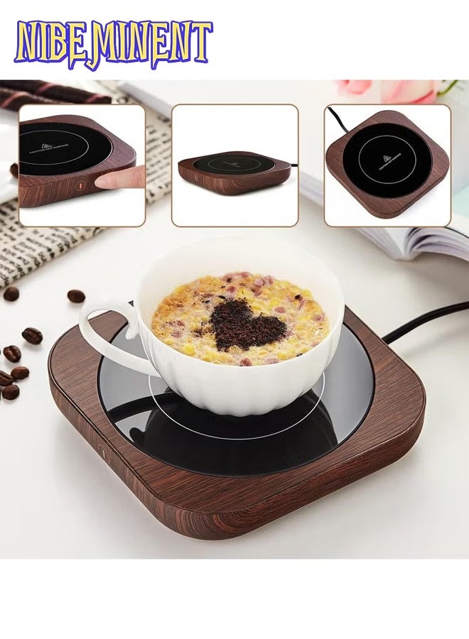 NIBEMINENT Coffee Cup Heater, Cup Warmers, Mug Warmer, Thermostatic Mug Warmer for Desk, 3 Heat Settings, Efficient Heats up Quickly, Coffee Cup Warmer for Home and Office, Wood Grain - Image 3