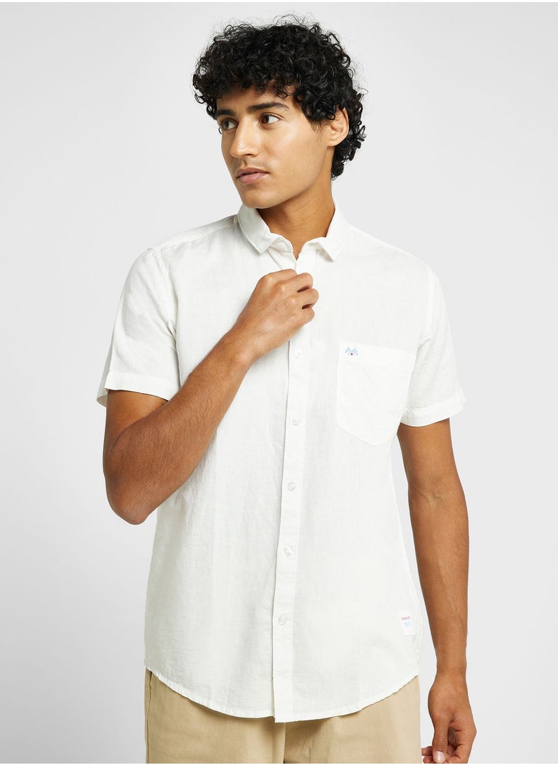 Thomas Scott - Thomas Scott Cutaway Collar Classic Slim Fit Cotton Linen Casual Shirt - Image 1
