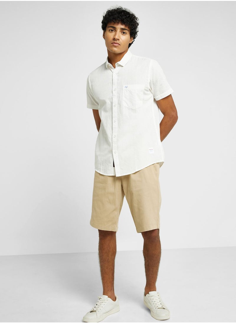 Thomas Scott - Thomas Scott Cutaway Collar Classic Slim Fit Cotton Linen Casual Shirt - Image 1