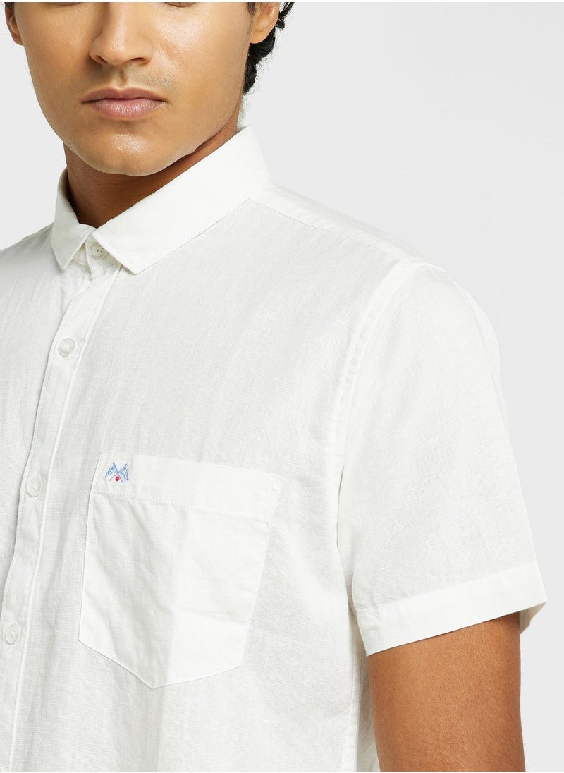 Thomas Scott - Thomas Scott Cutaway Collar Classic Slim Fit Cotton Linen Casual Shirt - Image 1