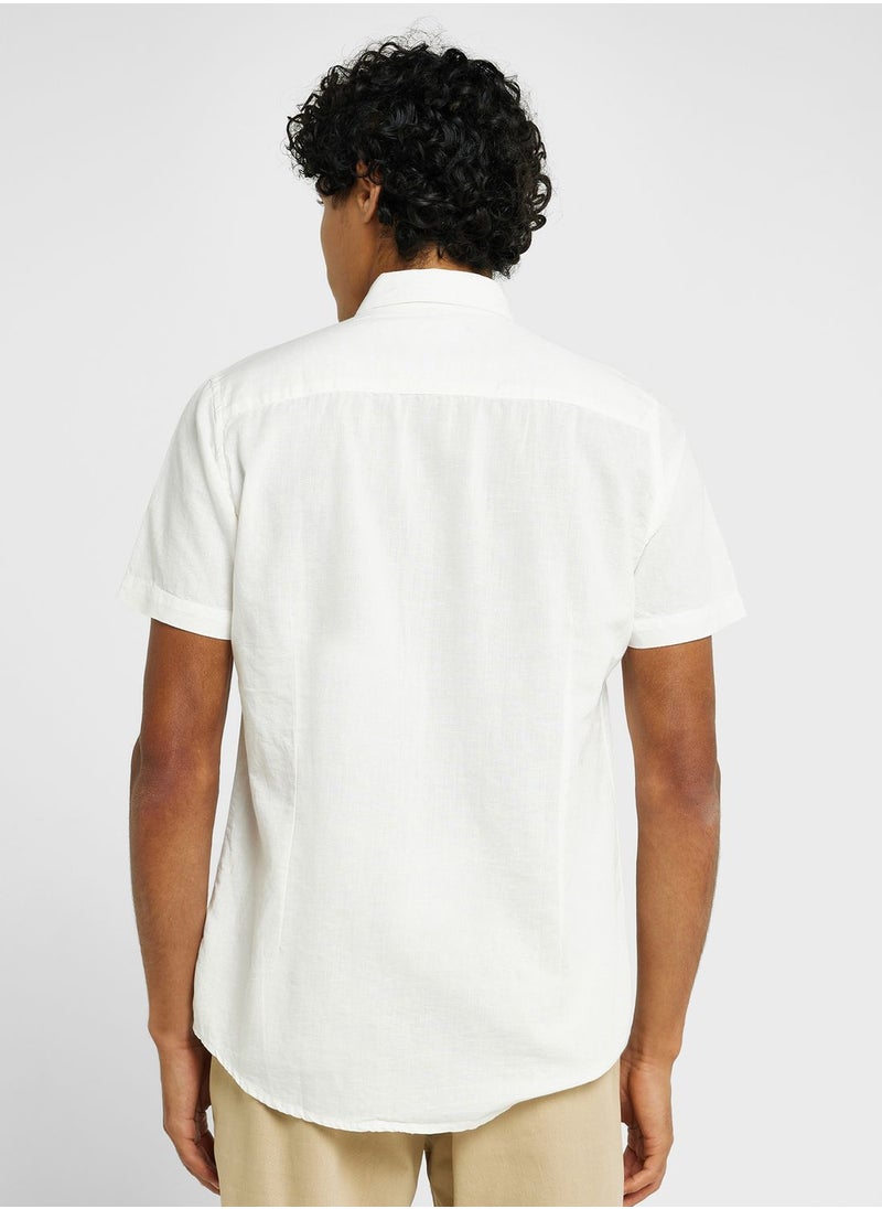 Thomas Scott - Thomas Scott Cutaway Collar Classic Slim Fit Cotton Linen Casual Shirt - Image 1