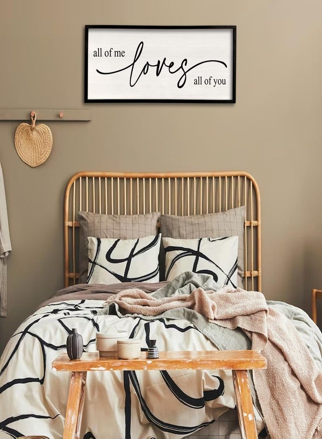 Surfapans All Of Me Loves All Of You Wall Decor 40''×15'' Large Vintage Framed Wooden Plaque Modern Master Bedroom Above Bed sign Farmhouse Plaque Art Home Love Quotes Wall Decor (Black) - Image 2