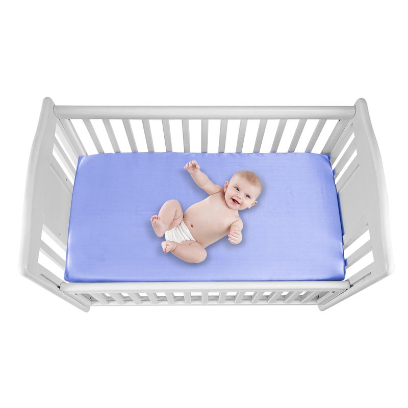GUNTAIL 2 Pack Satin Soft Crib Sheet for Baby with Sensitive Hair Silky Baby Mattress Sheet Blue and Green Unisex 52â€™â€™x28â€™â€™x8â€™â€™ Fitted Sheets - Image 2
